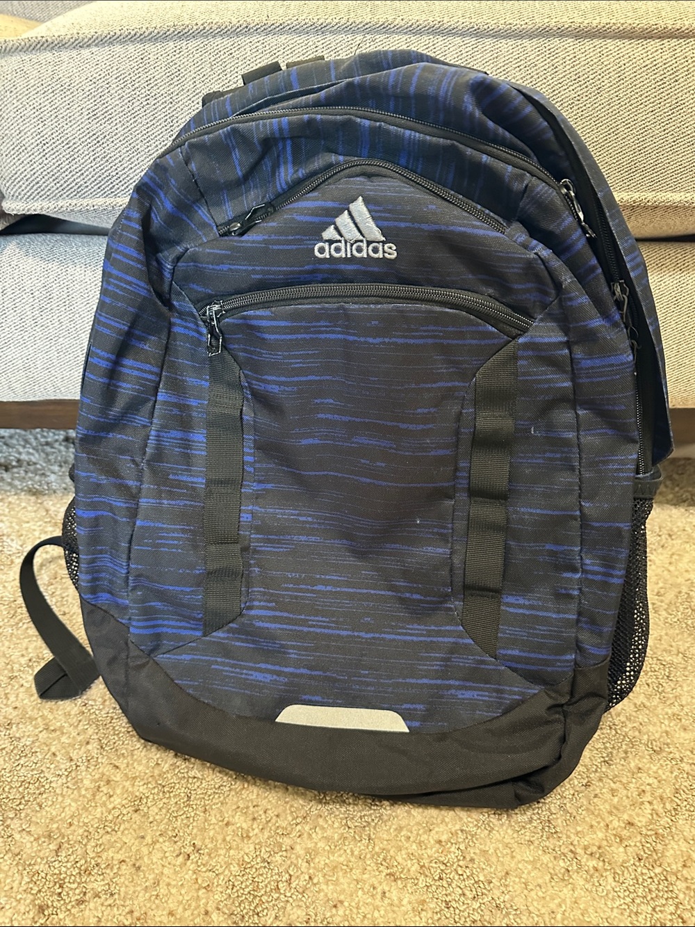 adidas Black and Blue Patterned Backpack